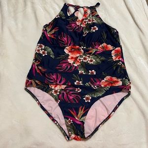 Kona Sol Halter floral one piece swimsuit size 22w